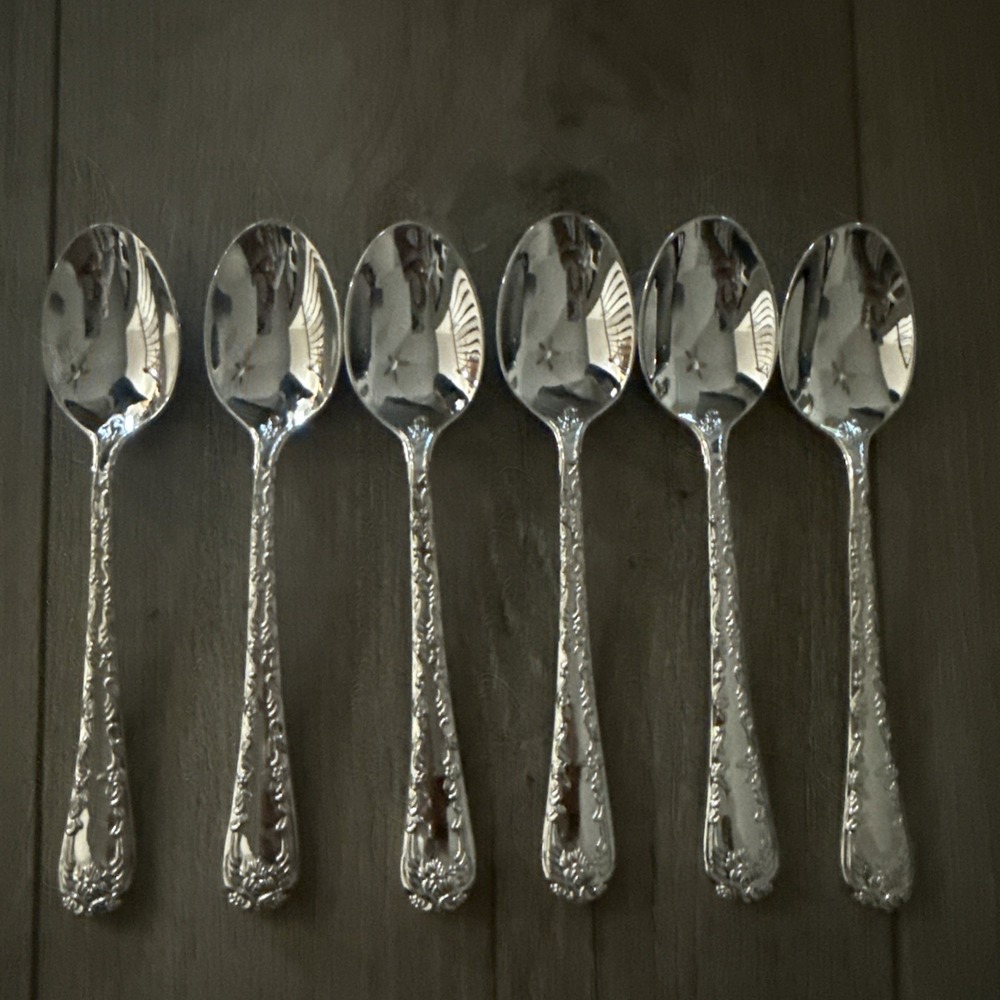 Wm Rogers & Son Silverplated Enchanted‎ Rose Teaspoons - Set of 6